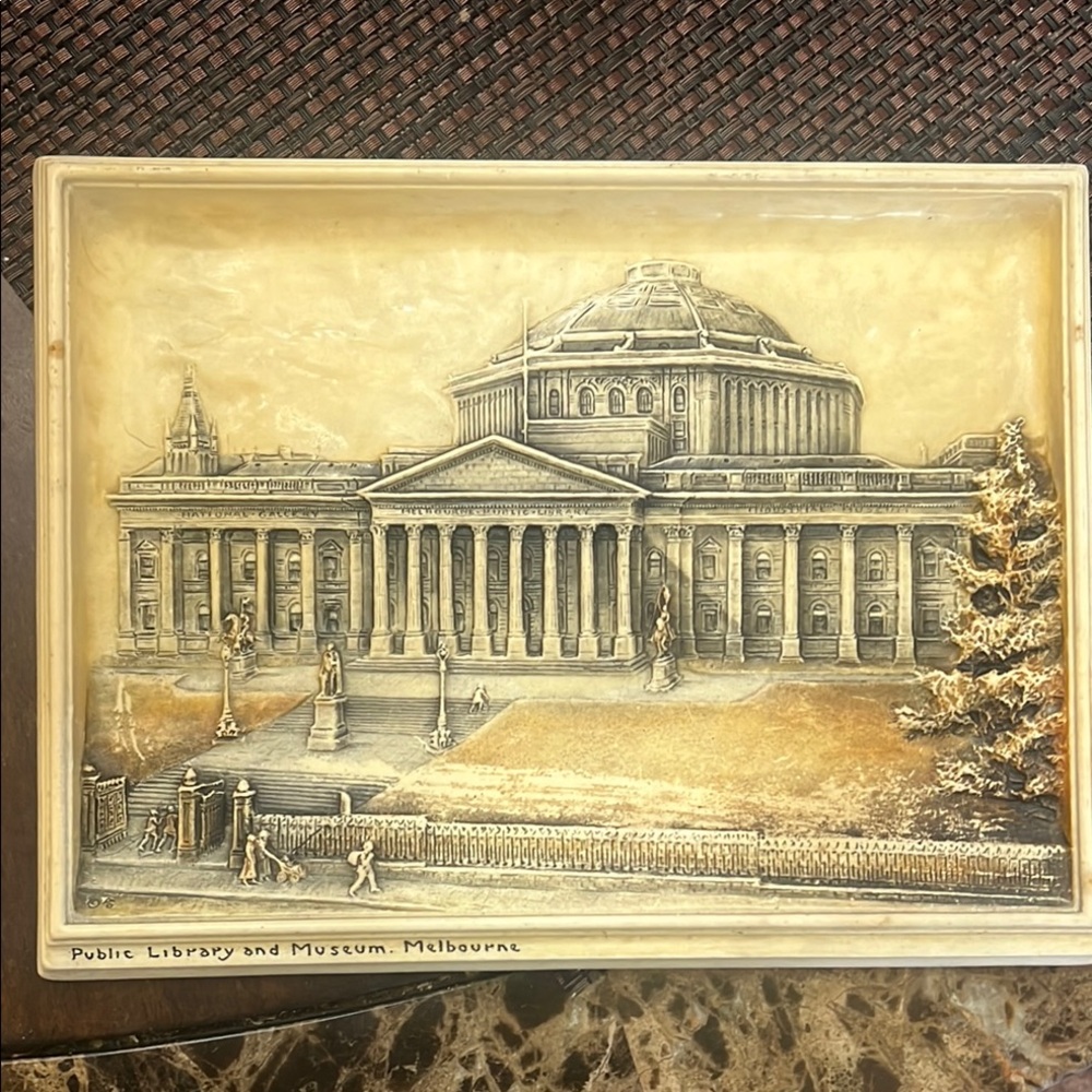 Vintage Melbourne Public Library Plaque Ivorex